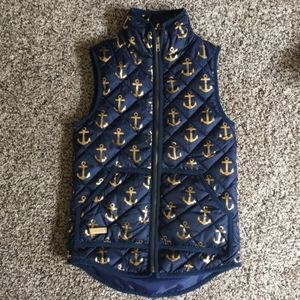 Simply Southern Navy Gold Anchor Puffer Vest small